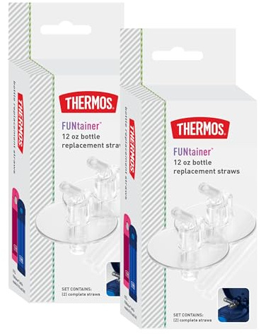 THERMOS FUNtainer 12 Ounce Insulated Kids Water Bottle Replacement Straws, 4 Straws
