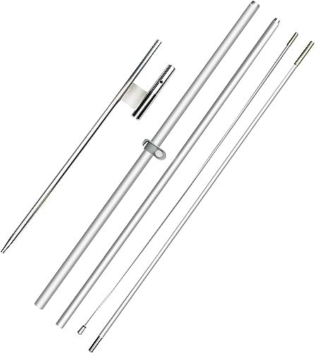 QSUM Kit de mástil de bandera de plumas, 11 pies, sin viento, aleación de aluminio, se adapta a banderas de plumas de 8 pies con estaca para el suelo, base resistente, bolsa portátil