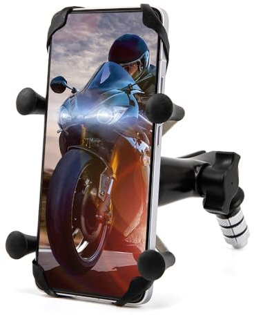 evomosa Soporte para móvil de Moto Soporte GPS para Smartphone de 4'' - 7'' Se Adapta a Todas Las Motos con Orificios de 12mm-24mm para R1 R6 F5 CBR650F VFR1200 Vfr800 GSX-R750 (A)
