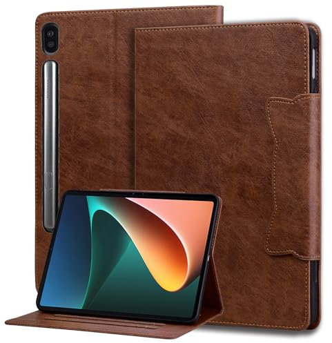 Mldjomid Custodia Tablet per Samsung Galaxy Tab S6 10.5 pollici 2019 (SM-T860/T865) Cover Protettiva, Cover Business Flip in Pelle PU con Slot per Schede e Funzione Stand, Fibbia Gatto Marrone