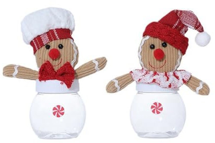 YLSZHY Lot de 2 Boîtes à Bonbons Bonhomme en Pain D'épices, Pots à Bonbons de Noël en Forme de Bonhomme en Pain D'épices, Pots de Rangement pour Biscuits en Pain D'épices, Boîtes à