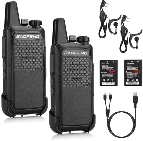 Baofeng GT-22, lizenzfreies PMR 446 Walkie Talkie Set, Profi-Funkgerät, bis zu 3km Reichweite, 16 Kanäle, wiederaufladbares Funkgerät mit Headset (2 Stücke)