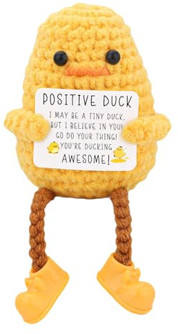 Kabwea Lange Beine Gelbe Ente mit Positivem Schild, Fröhliches Geschenk, Geschenke, Glücksbringer, Christliche Geschenke, Freundinnen Geschenk