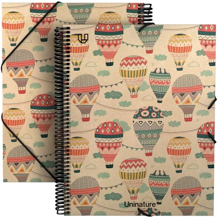 Unipapel - Mappe mit transparenten Hüllen mit Spiralbindung, A4, Maxiplás Uninature Design, Kappadokien, Einband aus Karton und 100% recyceltem Kraftpapier, 40 Fächer, FSC-zertifiziert, perfekt für