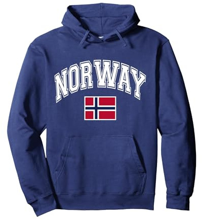 Norway Norge Norwegian Flag Graphic Pullover Hoodie, Adult Unisex, Navy Blue, X-Large
