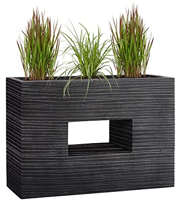 Pflanzwerk® Pflanzkübel Vista Groove Anthrazit 52x75x27cm *Frostbeständiger Blumenkübel* *UV-Schutz* *Qualitätsware*