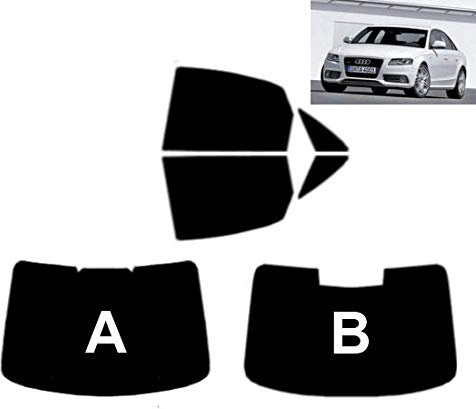 Passgenaue Tönungsfolie für-Audi A4 4-Türen Limousine 2007-2014 Heck/Seitenscheiben (50% Hellschwarz, B)