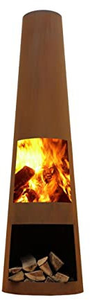 Ben&Camilla Gartenkamin Rengo in Edelrost Optik Cortenstahl 120 x Ø 34 cm | extra robust | Feuerschale Feuerkorb Terrassenofen Gartenofen Feuerstelle Feuersäule Feuerskulptur