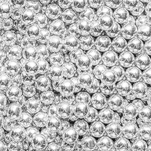 10mm Edible Chocolate Balls Cake or Cupcake Decoration Sprinkles (Silver, 30g)