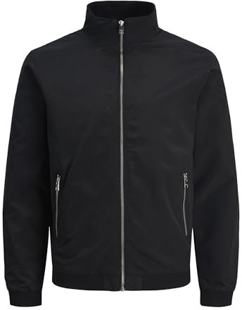 JACK & JONES Homme Jjerush Harrington Bomber Blouson Aviateur, Noir, XL EU