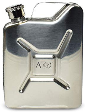 Personalised Engraved Silver Jerry Can Hip Flask with Initials, Personalise with Any Initials for Anyone