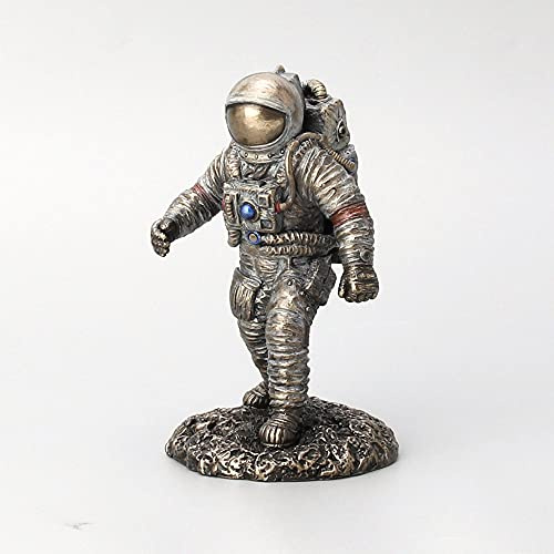 Veronese Design 4 3/4 Tall Astronaut Standing On Planet Surface Moon Walk Cold Cast Bronzed Resin Sculpture Science Collectibles Handmade Figurine