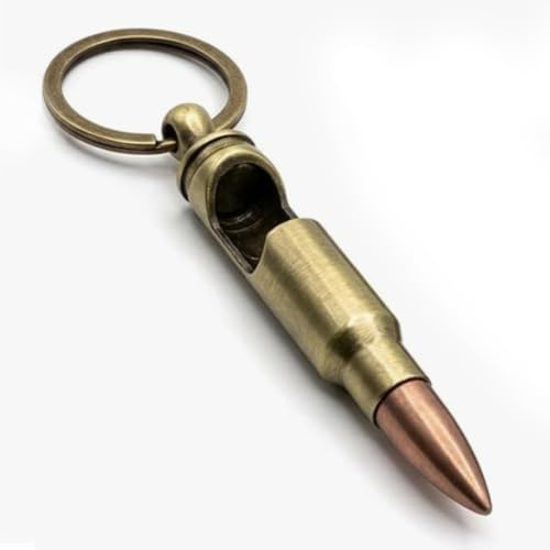 Schlüsselanhänger Patrone Flaschenöffner im .308 Patronen Design – Bieröffner für Kronkorken – Metall Keychain – 7 cm, 20 g – Geschenk für Männer, Outdoor, Camping, Gadget