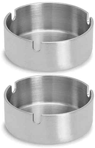 2 Stücke 10cm Edelstahl Aschenbecher Moderne Tischplatte Aschenbecher,Runder Zigarrenaschenbecher,für Home,Büros,Hotels, Restaurants,Innenraum und Draußen