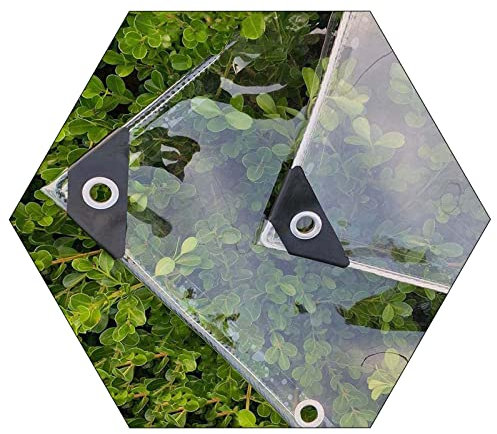 DLLY Transparente PVC wasserdichte Abdeckplane Mit Ösen, 0,35mm Schwerlast Kunststoffplane, Transparente Vordächer Schutzhülle Für Balkone, Gartenmöbel, Pflanzen, Faltbare Planen,2.6x6m/8.5 * 19.7ft