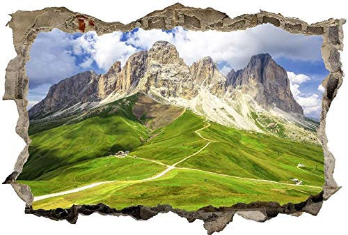 3D Wandtattoo Mauerloch Wandsticker Wandaufkleber Durchbruch selbstklebend Schlafzimmer Wohnzimmer Kinderzimmer - Berge Hügel Wiese Berglandschaft,Größe 53x80cm