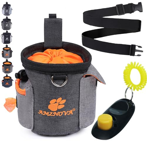 AMZNOVA Futterbeutel Hund Treatnow Leckerlitasche für Hund, Heather Schwarz | Futterbeutel Hundetraining für Training, Leckerli Beutel Gassitasche Leckerlibeutel Snackbeutel