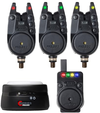 Prologic C-Series Alarm 3+1+1 Red Green Yellow - Bissanzeiger Set, Bissmelder zum Karpfenangeln, Karpfenalarm