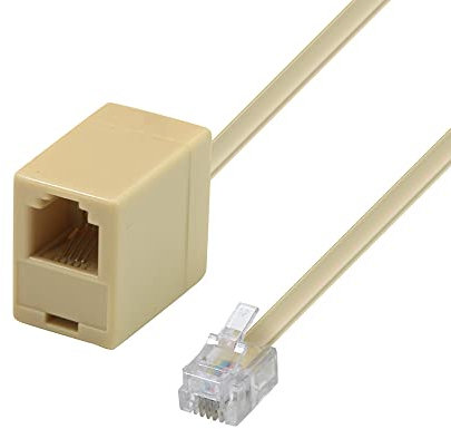 Waytex 39356 - Prolunga telefonica RJ11 maschio a RJ11 femmina, 5 m, beige