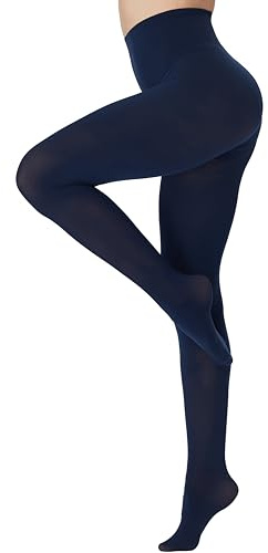 DUCMODA Medias para Mujer 80D Pantimedias Mutlicolor Leotardos de Cintura Alta Pantys y Media de Fiesta y Uso Diario azul marino l