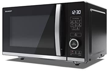 SHARP YC-QS204AU-B Compact 20 Litre 800W Digital FLATBED Microwave, 10 power levels, ECO Mode, defrost function, LED cavity light - Black