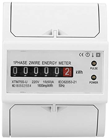 Compteur Dénergie Monophasé, 220V 1 Phase 2 Fils 4P Compteur Électrique Rail DIN Compteur Électrique Compteur Électronique KWh(15(60) A)