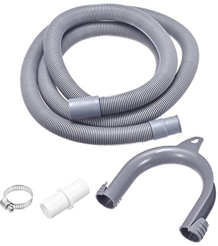 sourcing map Waschmaschinen Ablaufschlauch Verlängerung Satz 6.56ft Grau für Waschmaschine mit Verlängerung Adapter U Bogen Schlauchhalter, 2 Klemmen