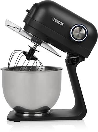 Princess Küchenmaschine 220137 – Aluminium-Druckguss-Gehäuse – 1200 W – 5-L-Edelstahlbehälter – 5 Geschwindigkeitsstufen und Pulsfunktion, Matt Schwarz