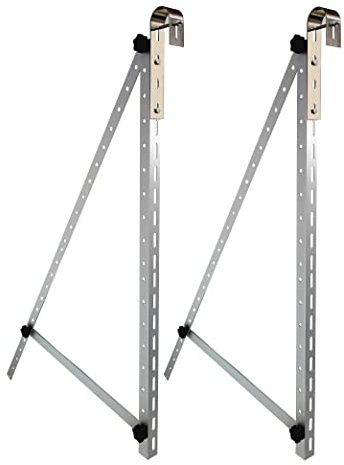 Trango ST-0005R - Solarmodul Alu-Halterung silber - für runde Balkongeländer - Balkonkraftwerk - Inkl. 2x Edelstahl-Haken - Universalhalterung bis 114cm Panel Breite - Winkel verstellbar