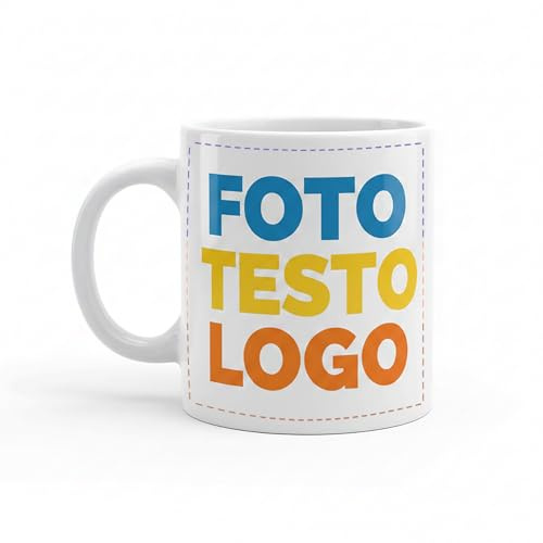 Tazza Personalizzata in Ceramica 330ml - Personalizzabile con Foto e Testo a Colori - Stampa Sublimatica Resistente a Microonde e Lavastoviglie - Idea Regalo per Colazione, Ufficio e Ogni Occasione