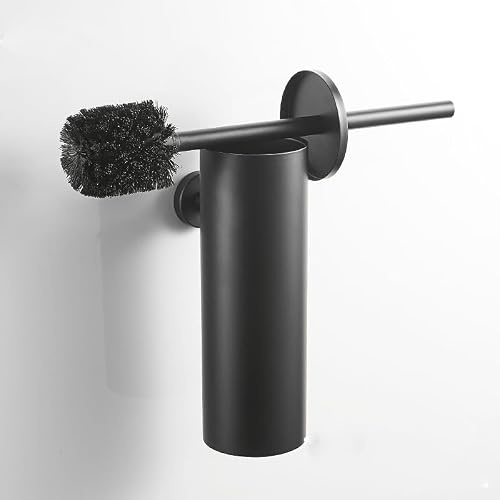 Edelstahl-WC-Bürste mit Halterungs-Set für Badezimmer, Wandmontage, WC-Bürstenhalter, Toilettenschüssel-Bürstenhalter für Badezimmer-Aufbewahrung, Schwarz – Wandmontage