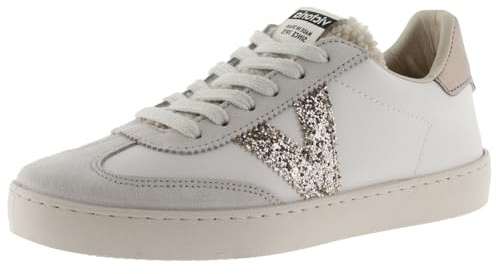 victoria Zapatillas Berlín Ciclista 1126185 | Efecto Piel & Piezas Serraje & Logotipo Glitter & Lengüeta Borreguito para Mujer