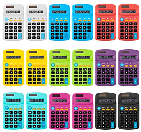 Taschenrechner, Großpackung, klein, 4 Funktionen, Mini-Handrechner, 8-stelliges Display, wissenschaftliche Taschenrechner für Zuhause, Büro, Schule (9 Farben)