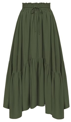 Scarlet Darkness Long Skirts for Women Green Maxi Skirt A Line High Waist Renaissance Skirt Army Green M