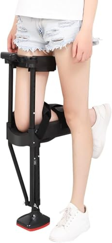 BURLOE Krücken Walker, 180° Verstellbarer Kniewanderer Medizinische Anti Abdring Knie Krücke in Höhe Hände Freie Kniekrücke Ohne Schmerzen Freihändige Gehhilfen,Schwarz,Right Leg