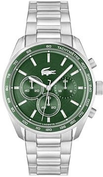 Lacoste Montre Chronographe à Quartz pour Homme Collection Boston avec Bracelet en Acier Inoxydable Argenté - 2011346