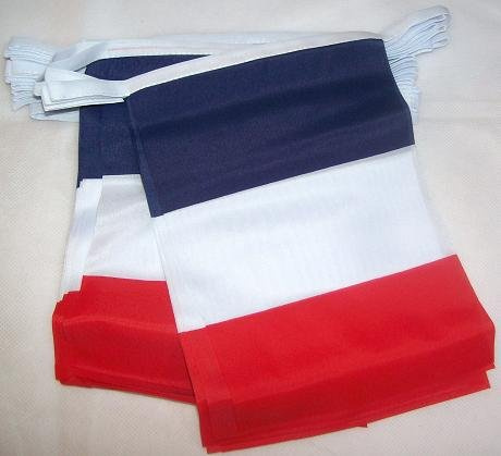 AZ FLAG Guirnalda de bandera de Francia 8 metros con 20 banderines franceses de 21 x 14 cm pequeñas banderas 100% poliéster 80 g