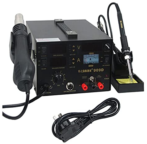 Soldering Kit 909D 220V 3 In 1 SMD SMT Hot Air Rework Heat + Soldering Iron + Power Supply Solder Station Welding Repair for Electronics
