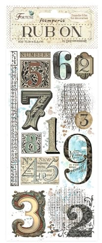 Stamperia - Rub-on for Scrapbooking, Albums, Card Making, Bullet Journalling and More, Easily Transfer Images onto Paper and Other Surfaces, Perfect for Hobbies, Crafts, and Gifting (Fortune Numbers)