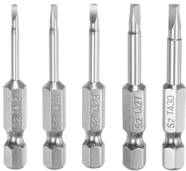 sourcing map Set di 5 punte magnetiche triangolari per cacciavite TA18 TA20 TA23 TA27 TA30 50 mm Lunghezza 1/4 di pollice Hex Shank Triangolare Set di punte per cacciavite