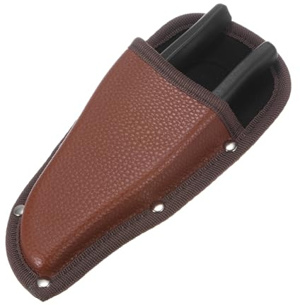 M METERXITY Funda para Tijeras de Jardín, Funda de Cuero PU Portátil para Tijeras de Podar para Cinturón, Estuche de Cuero para Tijeras de Jardín para Podadora de Mano [Rojo-Marrón]