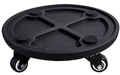 Robuster schwarzer Eisen-Pflanzenständer für Innen- und Außenbereich, Gartenwagen, Caddy, Teller, Metall-Pflanzgefäßständer mit Rädern für Haus und Garten