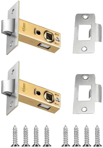 2 Set 45mm Tubular Latch,Internal Door Lock Mortice Latch Mute Door Sprung Latch Tubular Mortice Latch for Internal Doors Sprung Lever Door Handles