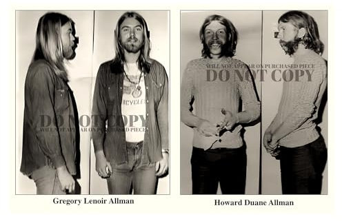 Fotografías Mugshot de la banda Allman Brothers de 11 x 17 pulgadas – Magnífico juego de fotos de taza de 1971 – Gregg Allman – Duane Allman – Busted In Jackson, Alabama Arrest – Música legendaria