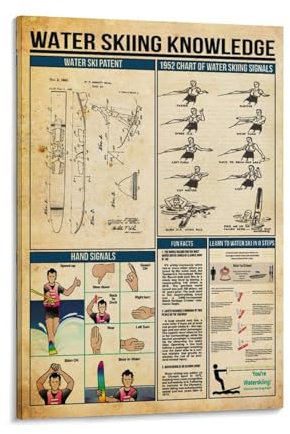 Wasserski-Wissensposter, Sport-Wissensposter, Geschenk für Skifahrer, Wanddekoration, Wasserski-Liebhaber, Vintage-Wanddekoration, berühmte Ölgemälde für Wohnzimmer, klassisches Kunstwerk
