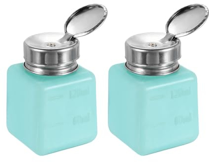 Kvartsman 2 stycken 120 ml (4 oz) push down alkoholdispenser, pump, vätska, tryck, tomma flaskor, påfyllningsbar behållare för rengöringsmedel nagellacksborttagare, grön