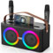 PKBD Karaoke Machine with Phone/Pad Holder, Portable Bluetooth Speaker with Two Wireless Microphones/LED Lights/PA System,Support Microphone Placement for Home Party, Outdoor/Indoor/Birthday Gifts