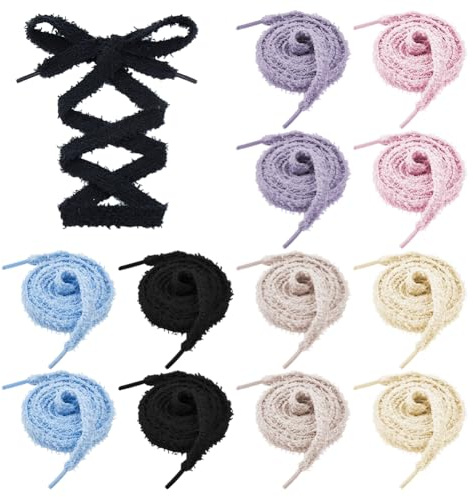 SUPERFINDINGS6 Paia di Lacci di Stoffa 6 Colori Morbidi Lacci Piatti Larghi 15mm Scarpe da Ginnastica Spesse Scarpe Casual Spesse, Lunghezza: 1,2 m