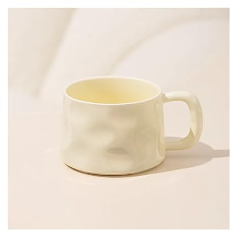 TroHollis Tea Cup,Cups and Saucers Set Ceramic Mugs Retro Coffee Cups and Saucers Exquisite Afternoon teacup Breakfast Milk Mug Girl Gift Coffee Cup Office Water cups(Milky white Cup)