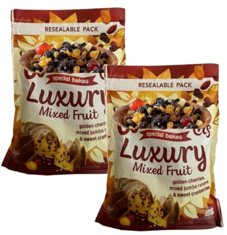 Mixed Dried Fruits 350g, Pack Of 2, Golden Cherries, Mixed Jumbo Raisins, Sweet Cranberries, Perfect for Vegan Baking & Cooking,